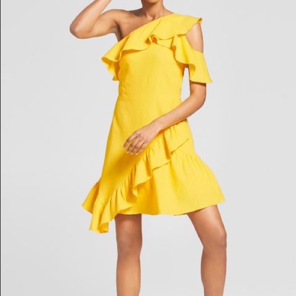 A New Day Yellow Ruffle Dress size 14